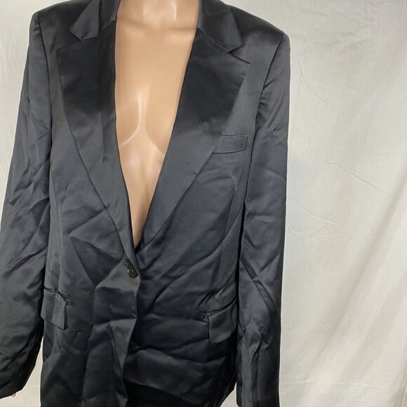 NEW BANANA REPUBLIC  Women's Satin Single-Breasted Suit Jacket Size 12T Black - Picture 10 of 14